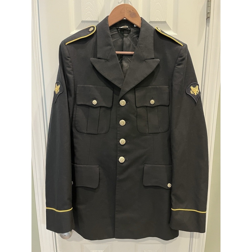 US Army Dress Blue 450 Service Coat Mens 36LC Wool Blend DeRossi &‎ Son